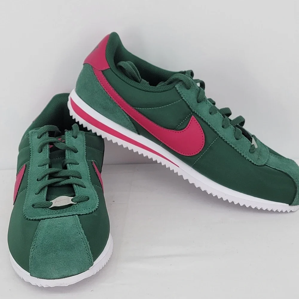 Nike Cortez TXT GS Gorge Green Wild Cherry Pink Sneakers Kids 7Y